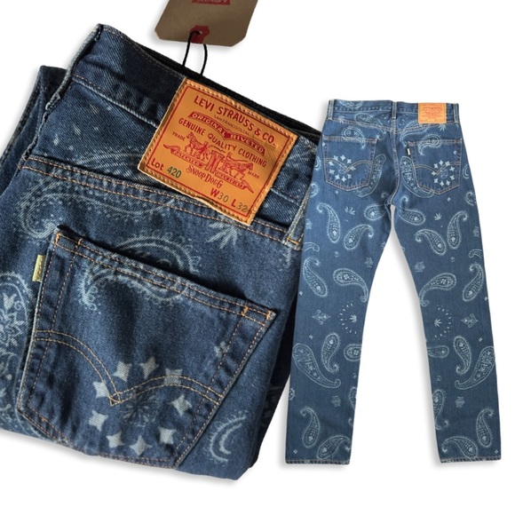 Levi’s X Snoop Dogg Lot 420 Unreleased Premium 501 Paisley Hemp Jean - Picture 5 of 16